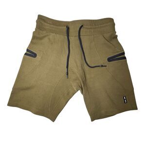 ASRV DSG-0174 Olive Green Gym Sidelock Fitted Sweat Shorts Men’s Small
